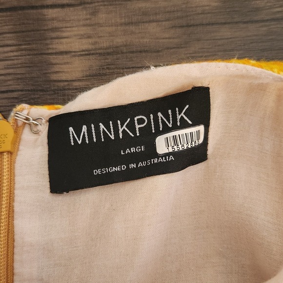 MINKPINK Blaise Sun Dress Golden Paisley Tiered Maxi Dress Lace Up‎ V Neck Large - Picture 5 of 7